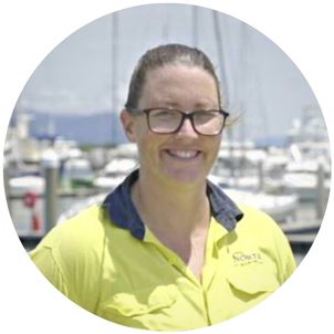 Co-Director and Owner of North Marine, Courtney Hansen. North Marine is a vessel charter company in the Port of Cairns, Queensland Australia.