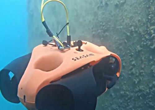 Seasam ROV Underwater Drone provides underwater dive inspection services for North Marine commercial divers.