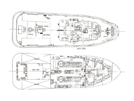 Vessel Diagram for 2B charter tugboat Gulf Explorer with North Marine in Cairns Queensland Australia