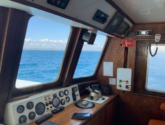 Inside the bridge of the Pacific Ranger - vessel charter workboat in Cairns, Queensland Australia
