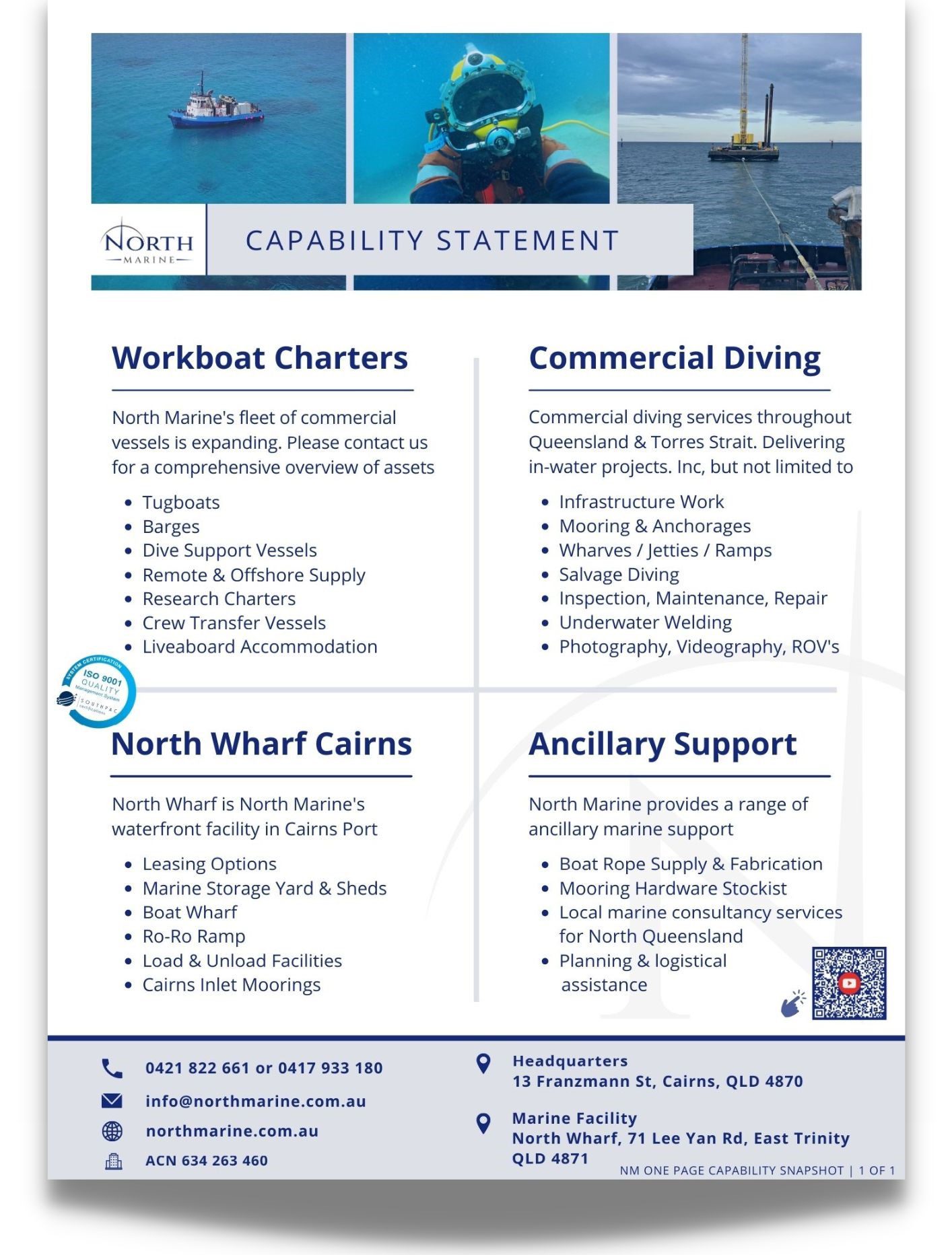 North Marine in Cairns, Company Capability One Page Snapshot